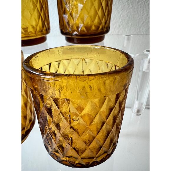 Amber Plant Propagation Jars Cups Containers Vintage Shot Glasses set of 4 - Picture 3 of 10